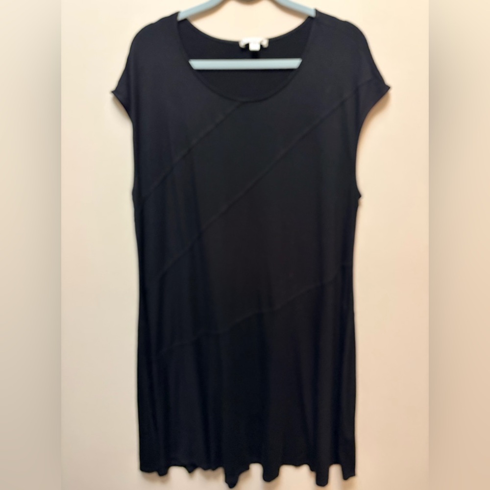 SPENSE Black Viscose Knee Length Shirt Dress